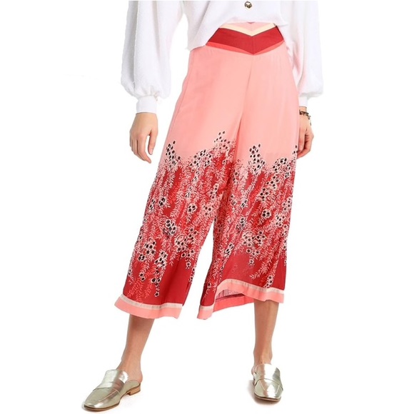 Free People Pants - Free People Pink Floral Cropped Pants